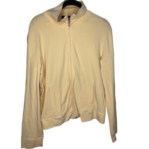 Harold's Full-Zip Mock Neck Jacket Women's Large Butter Yellow Athleisure VTG